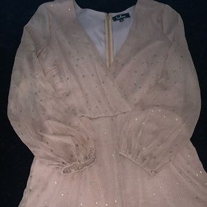 Lulus Beige and Gold Long Sleeve Sexy Romper